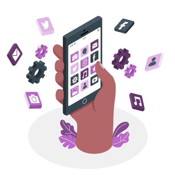 Illustration of teaching apps on phone and tablet