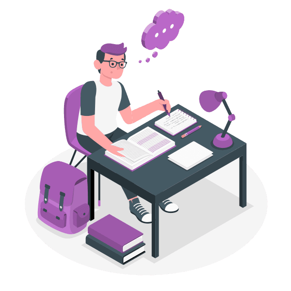 Illustration of a student studying independently
